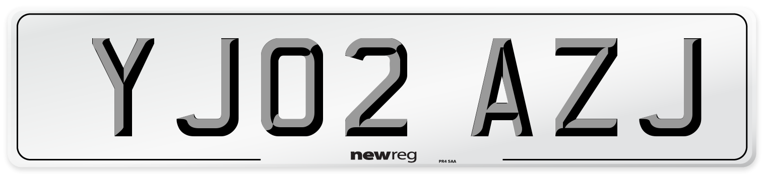 YJ02 AZJ Number Plate from New Reg